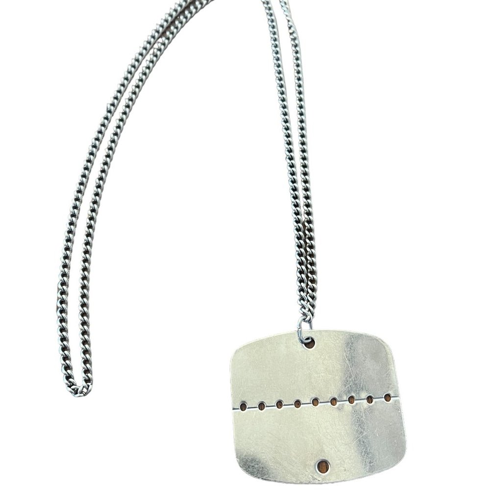 French Army Issued Dog Tag & Chain Unused VTG 1960s Original 14" Chain 1.75" Tag